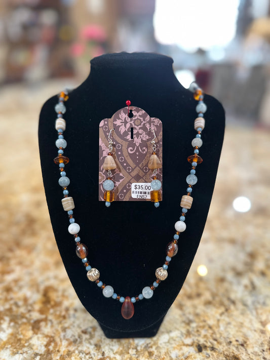 Amber Sky Earrings and Necklace Set