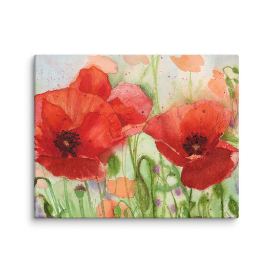 Red Poppies Watercolor Print Canvas