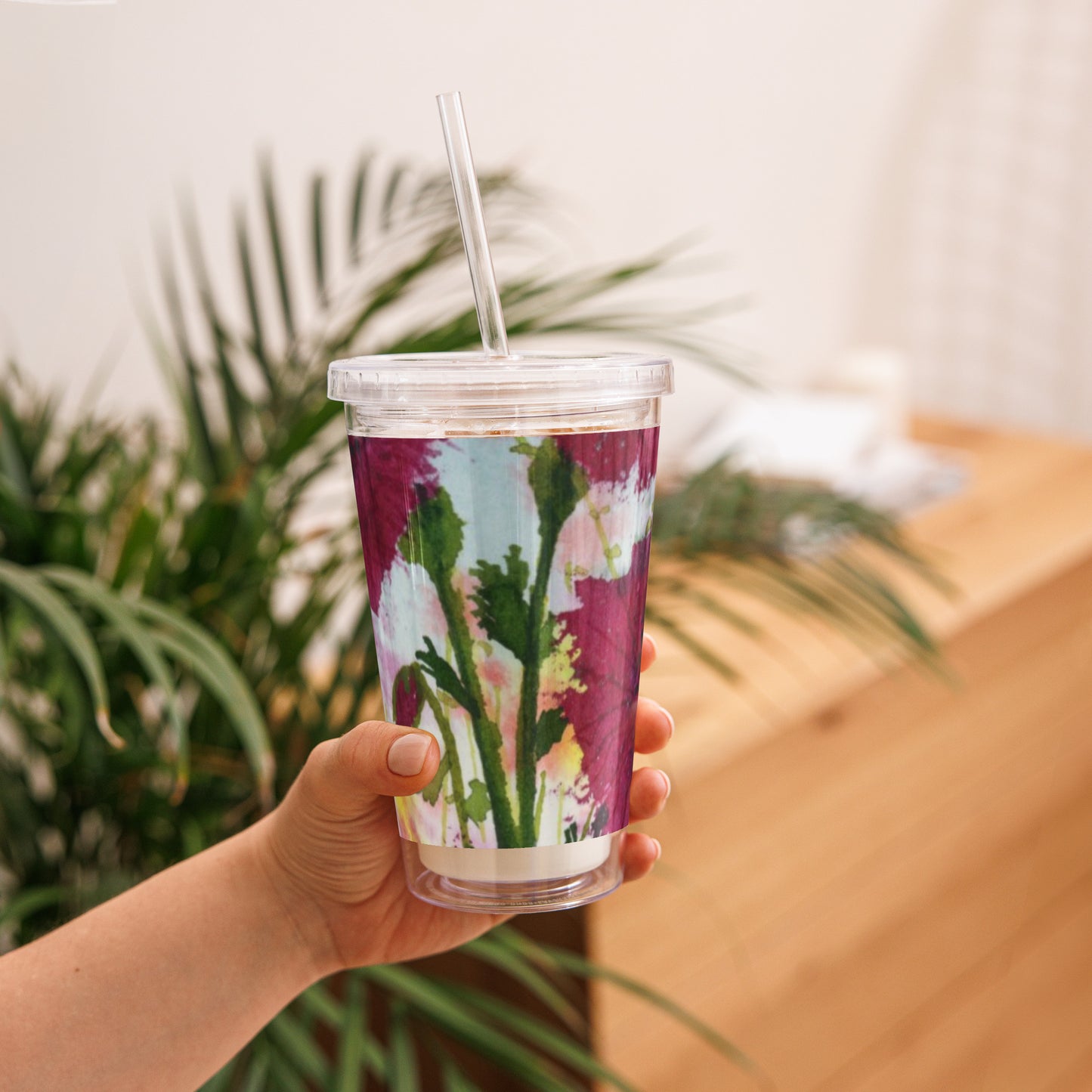 Dark Poppies Clear plastic tumbler